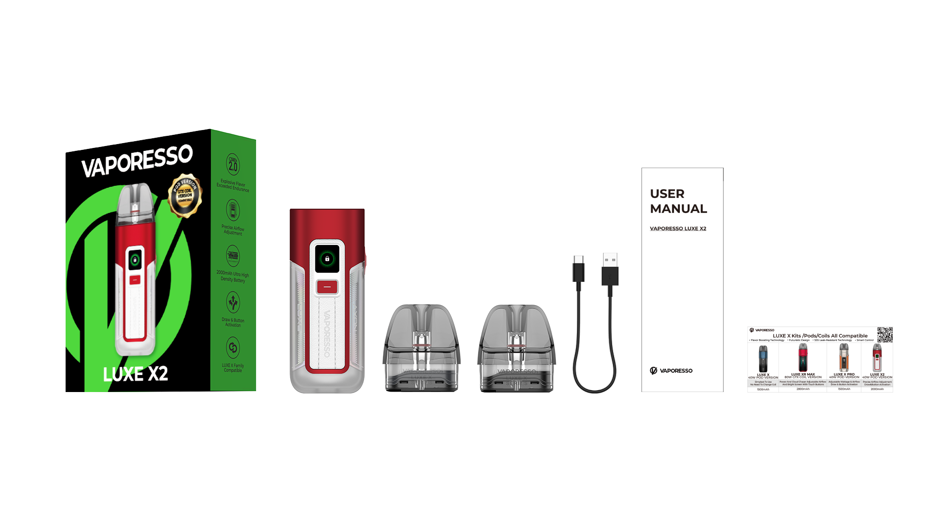 Vaporesso Luxe X2 Incluye